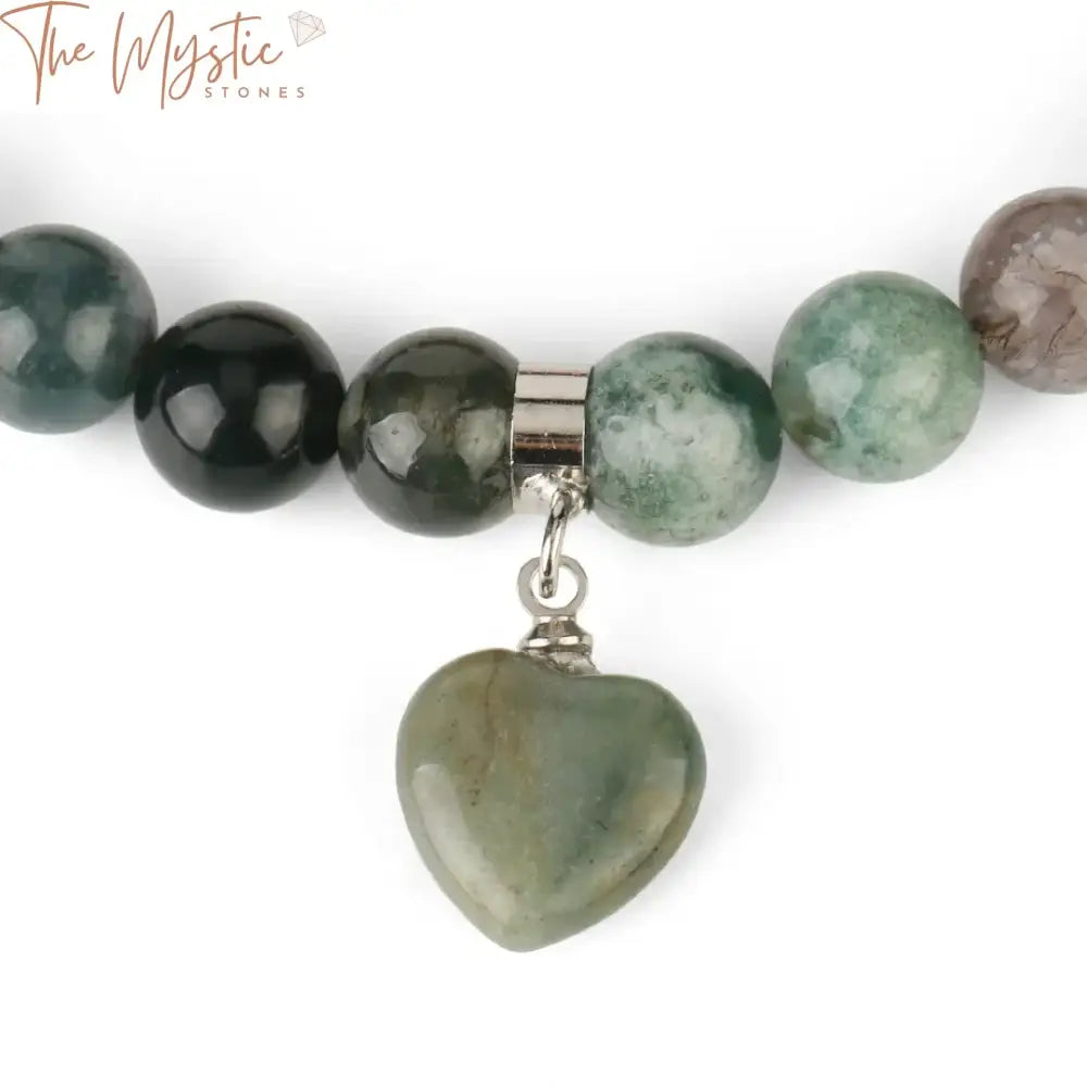 Indian Onyx And Agate Heart Charm Bracelet