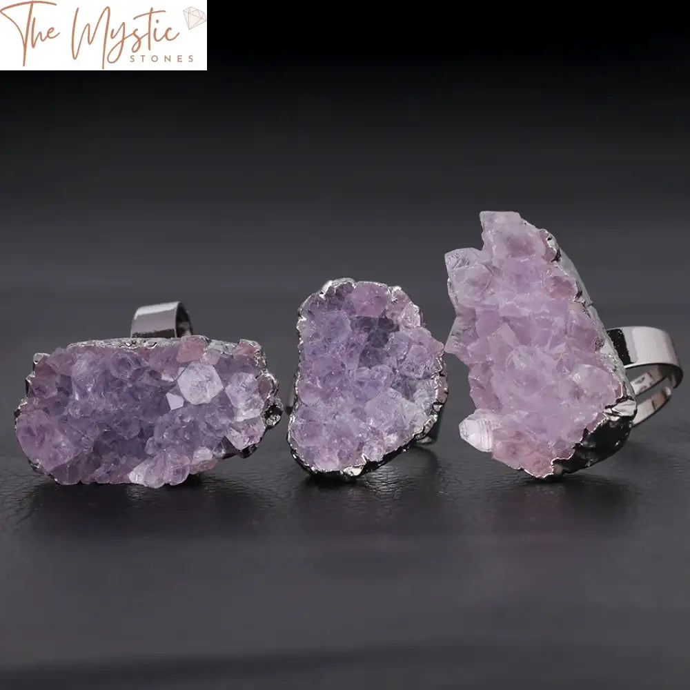 Irregular Purple Quartz Crystal Ring