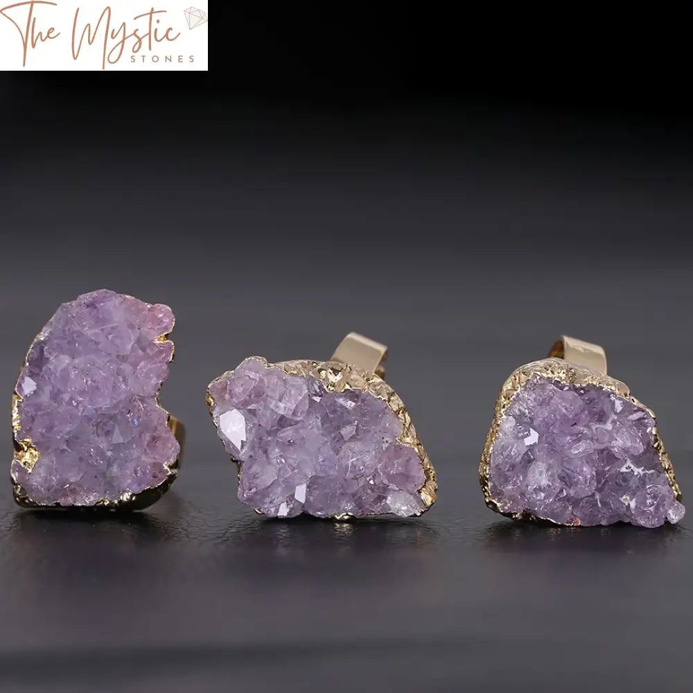 Irregular Purple Quartz Crystal Ring