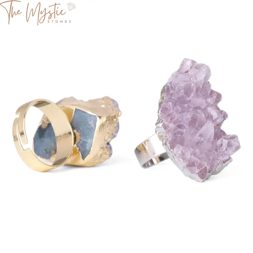 Irregular Purple Quartz Crystal Ring