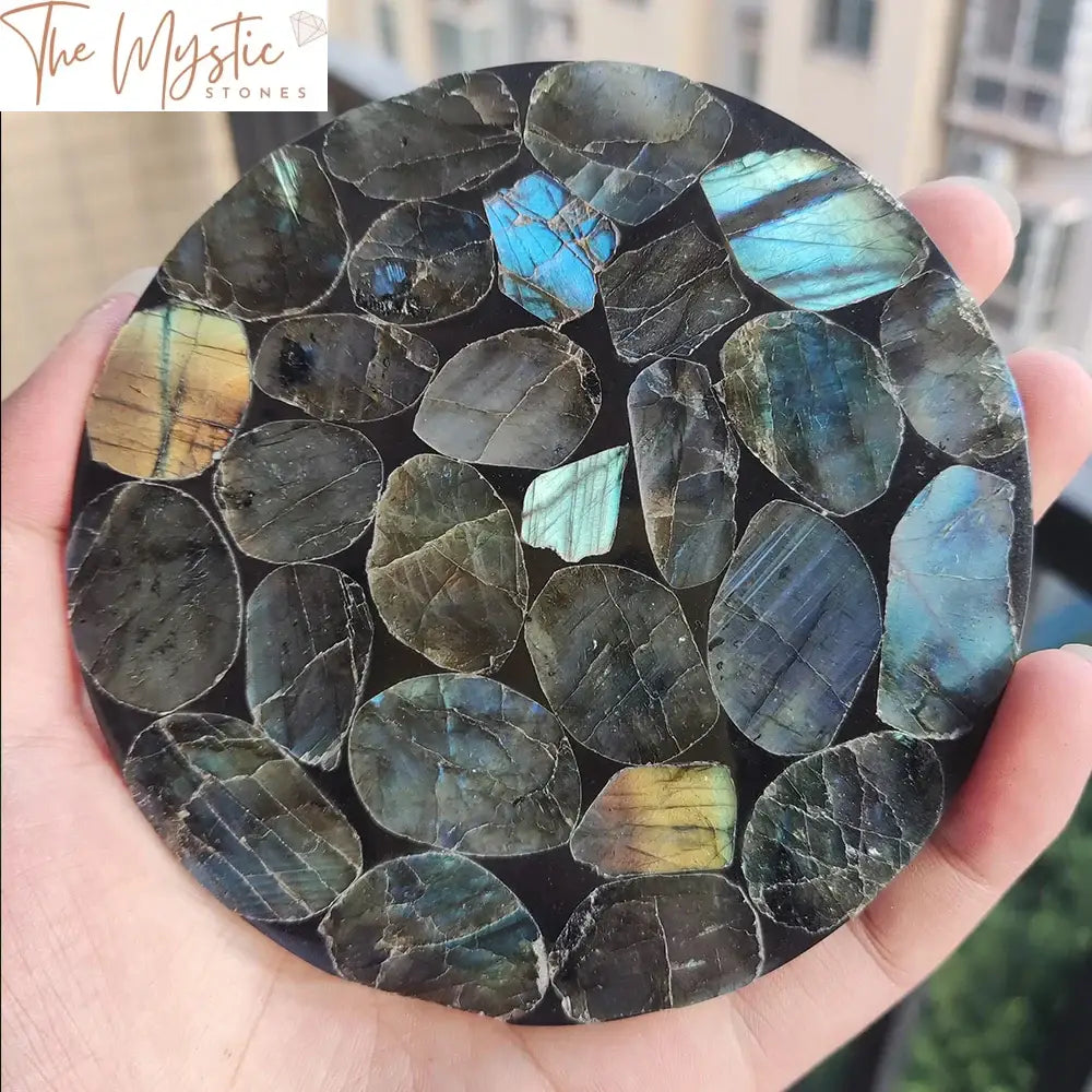 Labradorite Polished Disc 10Cm - Mineral Office Decor