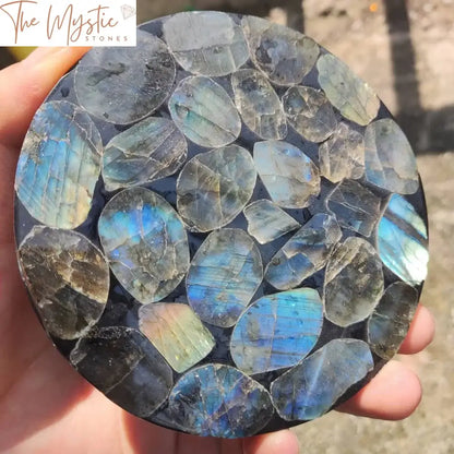 Labradorite Polished Disc 10Cm - Mineral Office Decor