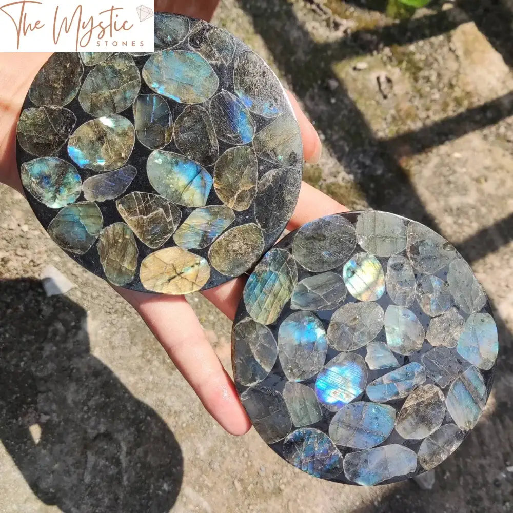 Labradorite Polished Disc 10Cm - Mineral Office Decor