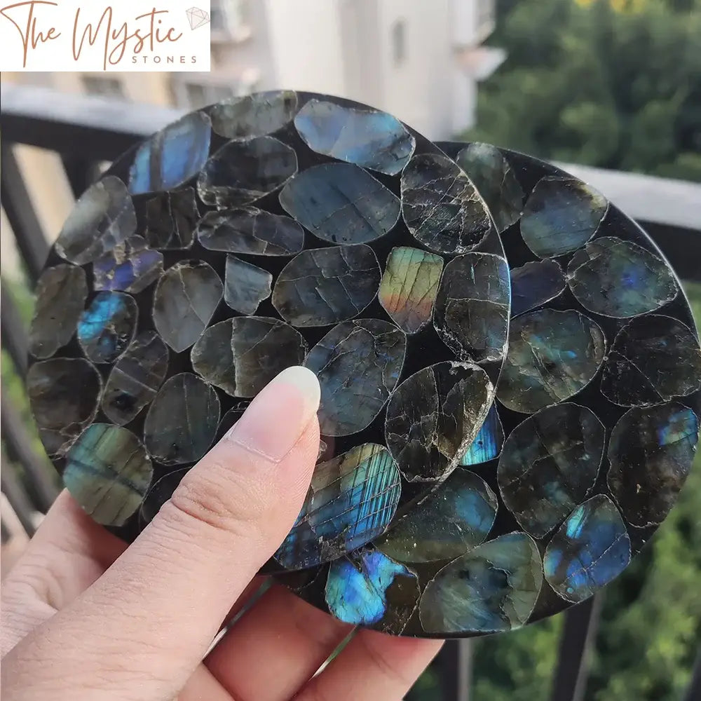 Labradorite Polished Disc 10Cm - Mineral Office Decor