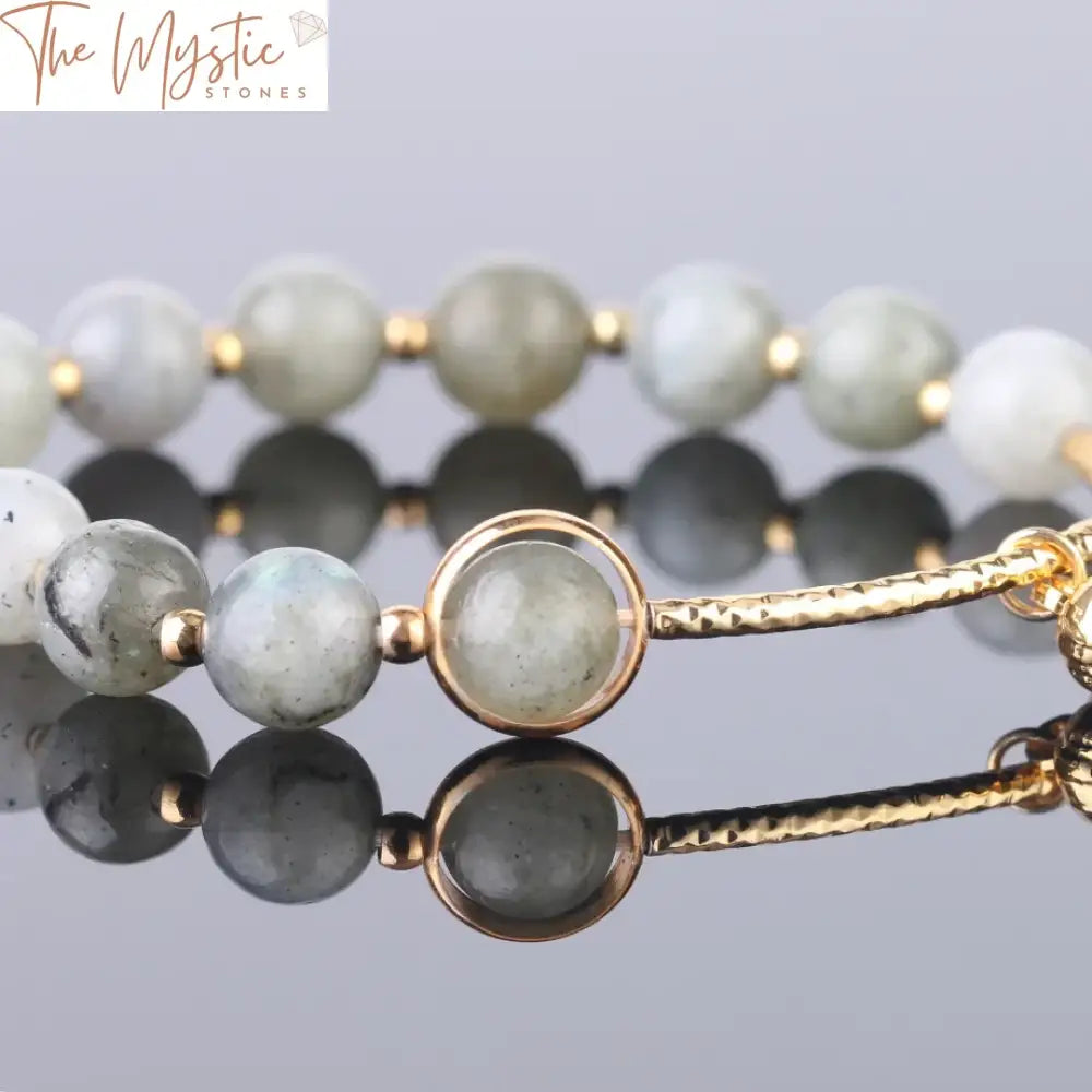 Labradorite & Rhodonite Gold-Spaced Bracelet