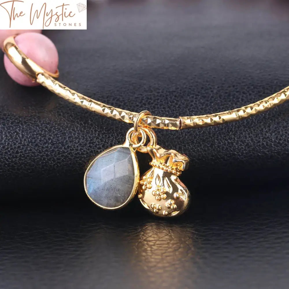 Labradorite & Rhodonite Gold-Spaced Bracelet