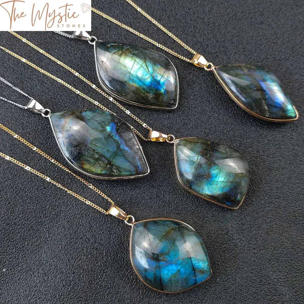 Labradorite Rough Stone Pendant Necklace