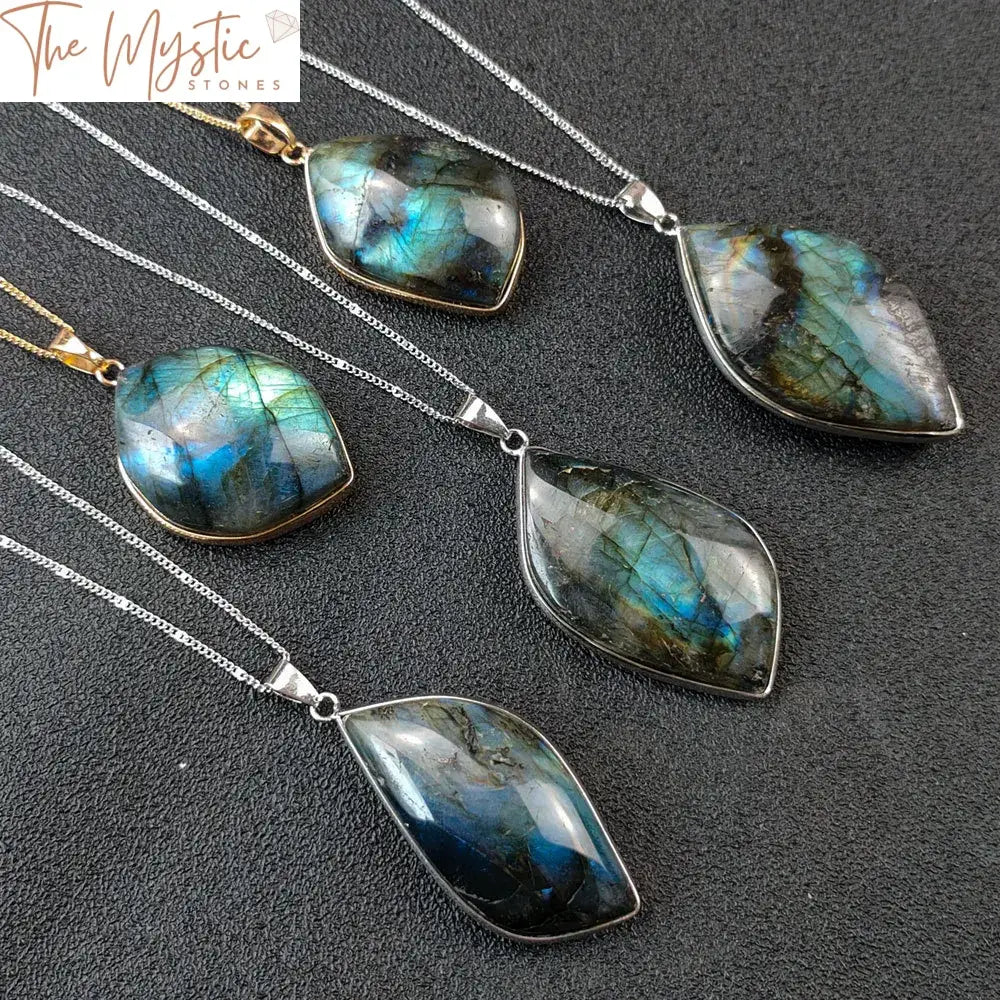 Labradorite Rough Stone Pendant Necklace