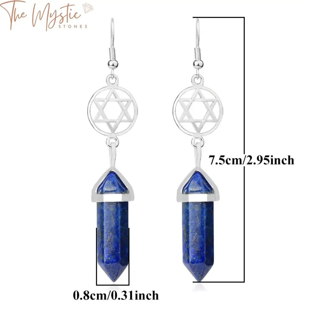 Lapis Hexagram Star Of David Earrings