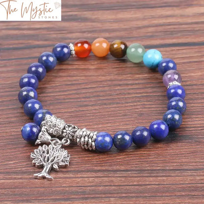 Lapis Lazuli 7 Chakra Tree Of Life Bracelet