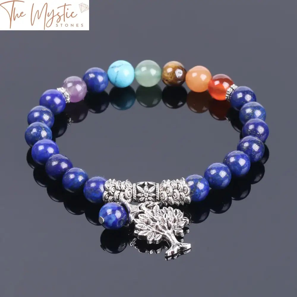 Lapis Lazuli 7 Chakra Tree Of Life Bracelet