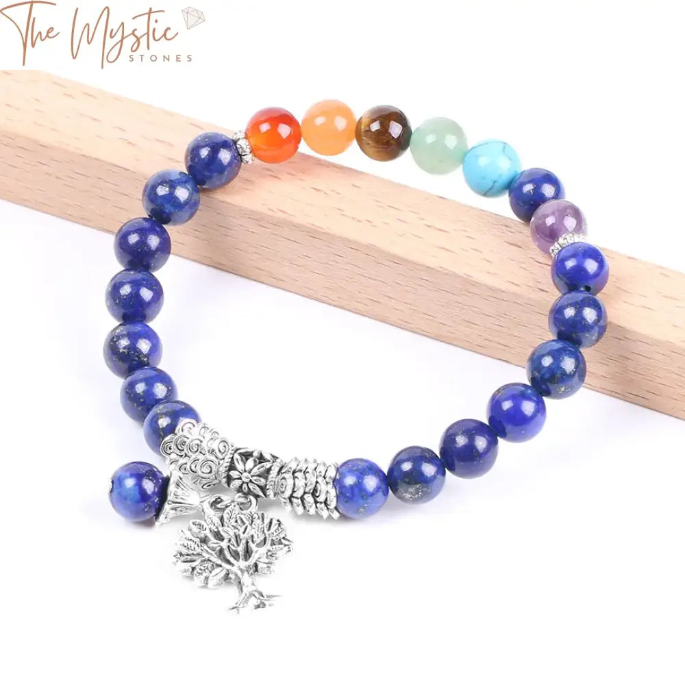 Lapis Lazuli 7 Chakra Tree Of Life Bracelet