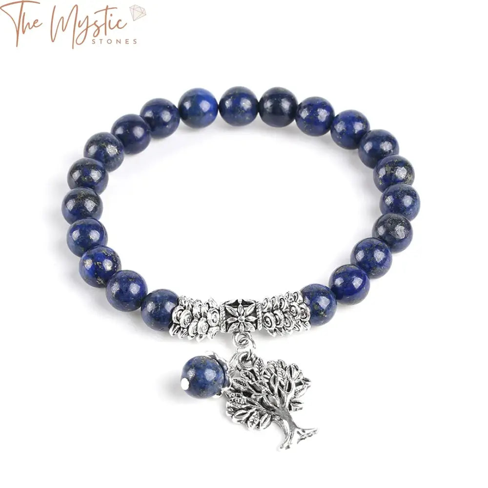 A close-up image of multiple Lapis Lazuli bracelets arranged side by side.