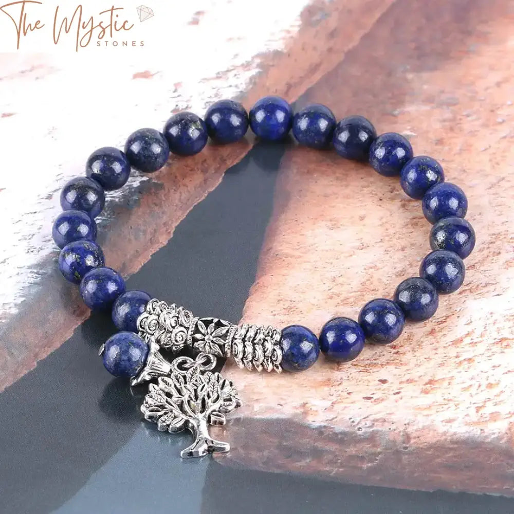 Lapis Lazuli Chakra Bracelet With Tree Of Life Charm