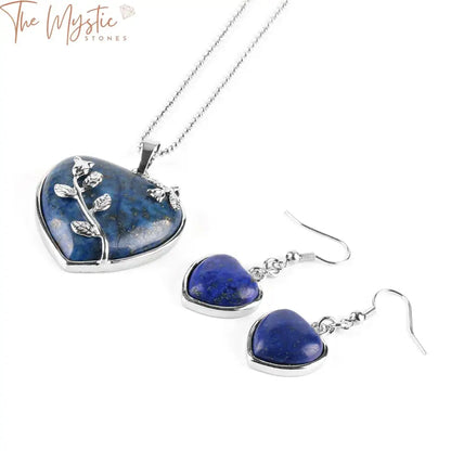 Lapis Lazuli Heart Jewelry Set For Women