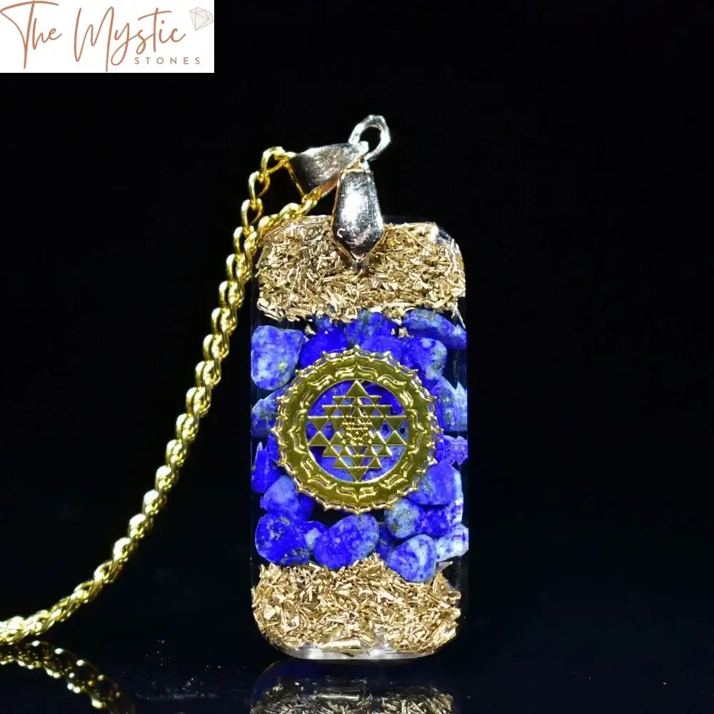 Lapis Lazuli Orgone Pendant With Gold Foil