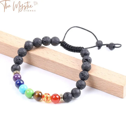 Lava Gemstone 8Mm Beaded Bracelet - Chakra Meditation