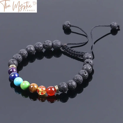 Lava Gemstone 8Mm Beaded Bracelet - Chakra Meditation