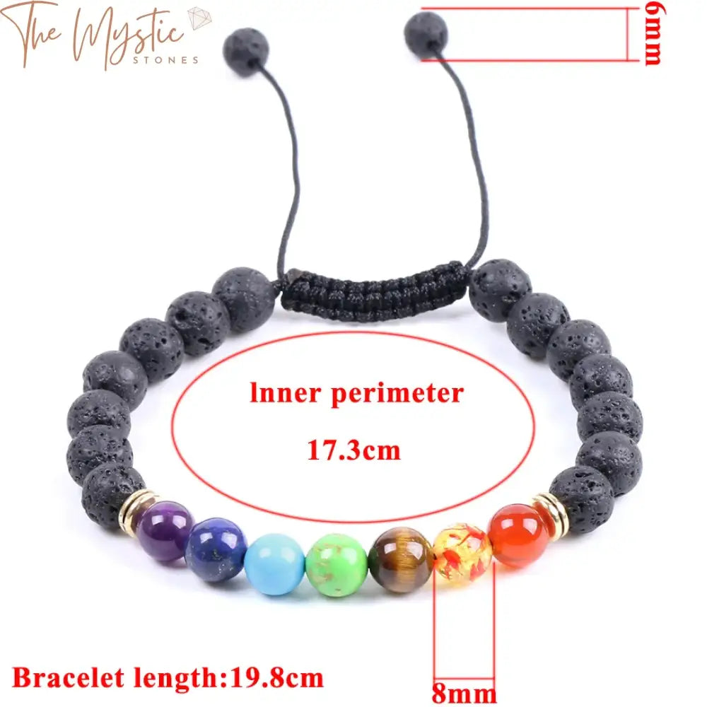 Lava Gemstone 8Mm Beaded Bracelet - Chakra Meditation