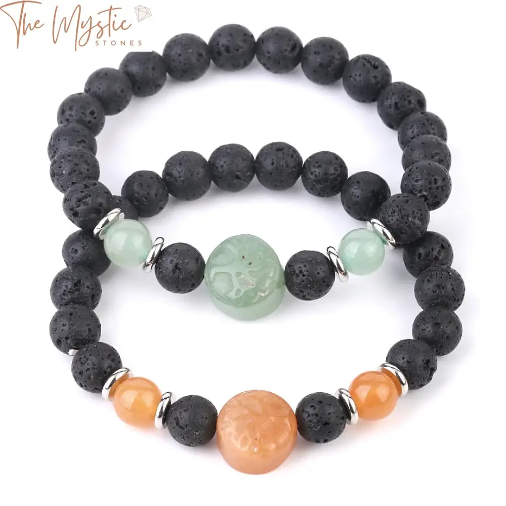 Lava & Gemstone Tree Of Life Bracelet