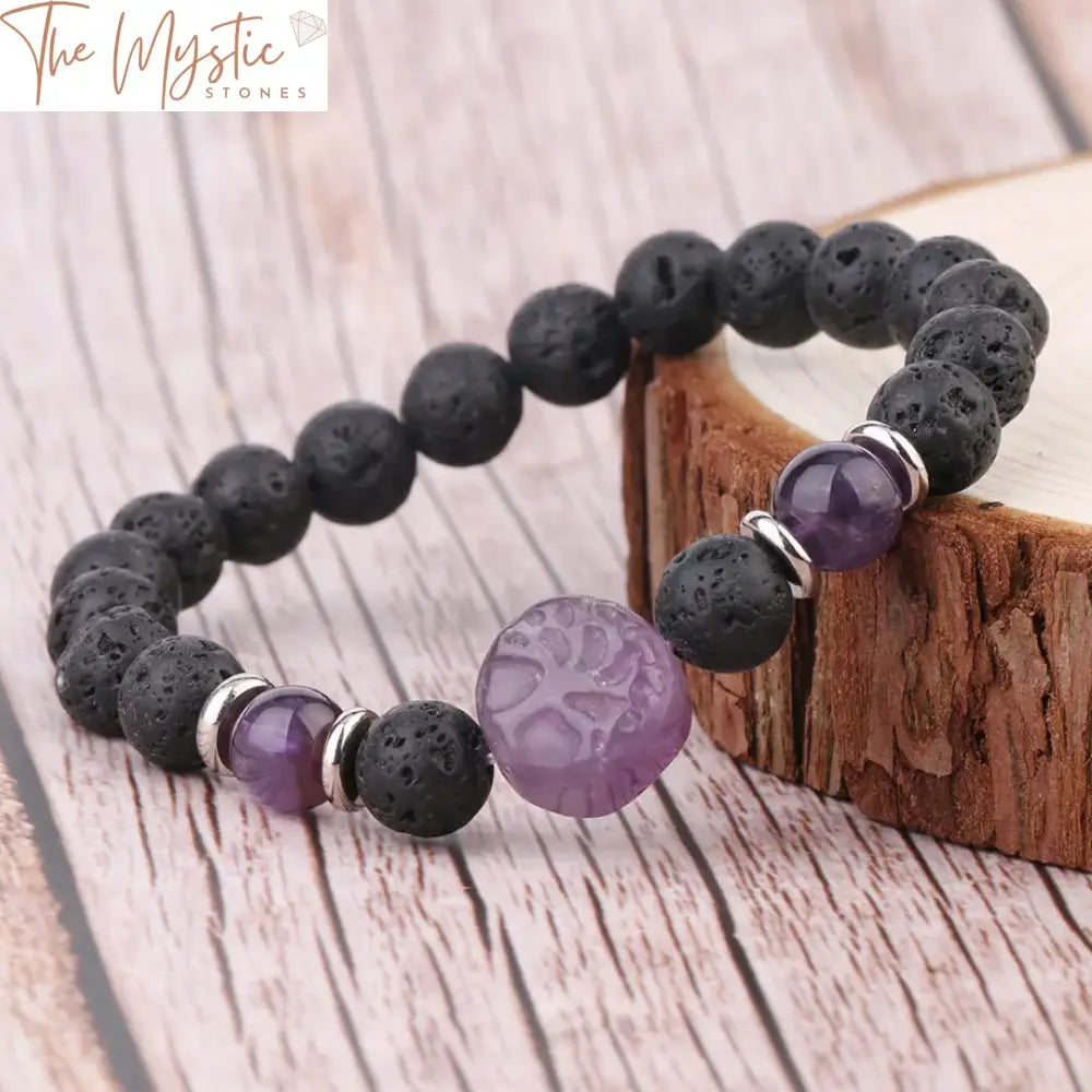 Lava & Gemstone Tree Of Life Bracelet