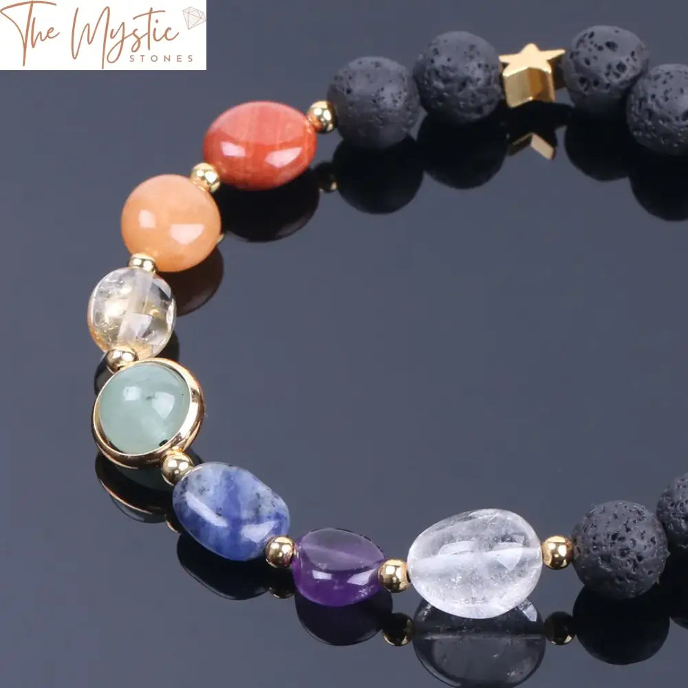 Lava Rock 8Mm Chakra Bracelet F204