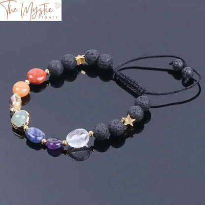 Lava Rock 8Mm Chakra Bracelet F204