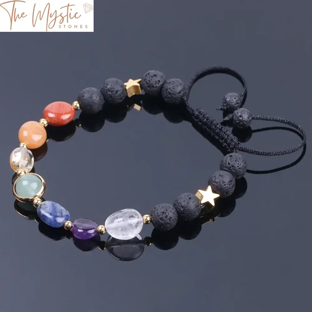 Lava Rock 8Mm Chakra Bracelet F204