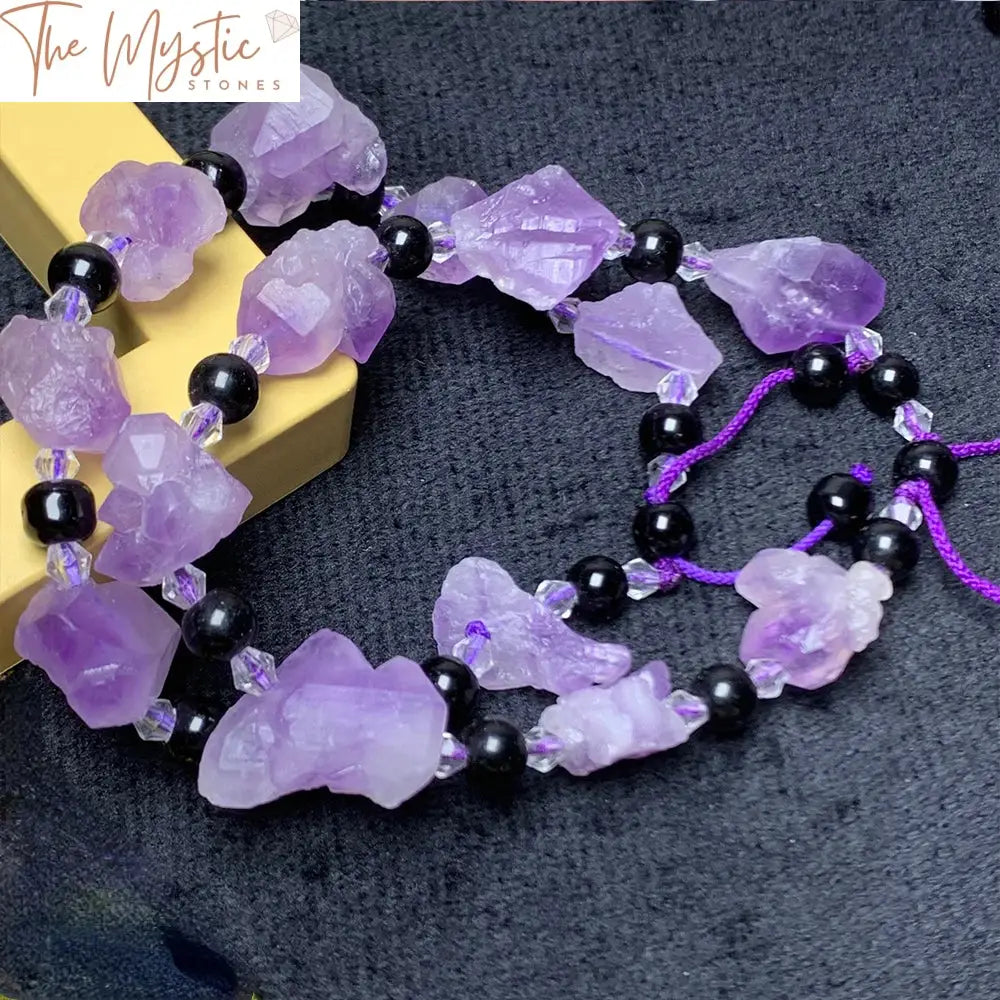 Lavender Amethyst & Obsidian Healing Bracelet