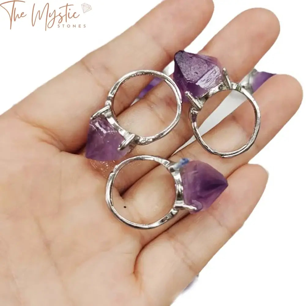 Lavender Amethyst Raw Crystal Ring