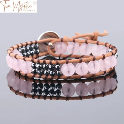 Leather & Stone Woven Bracelet