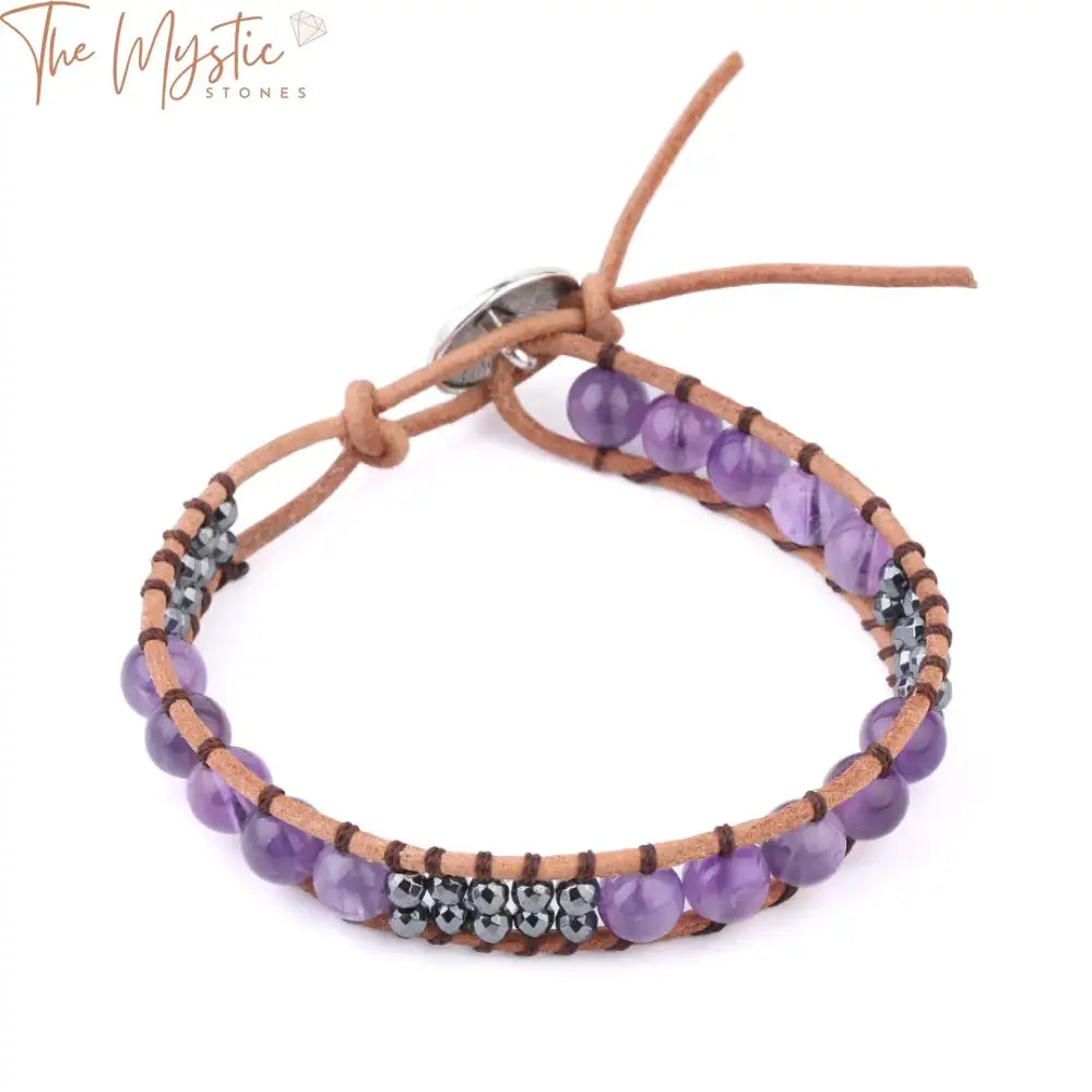 Leather & Stone Woven Bracelet