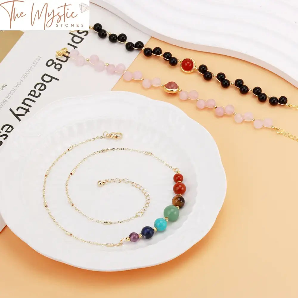 Luxury Double-Layered 7 Chakra Gold Link Bracelet