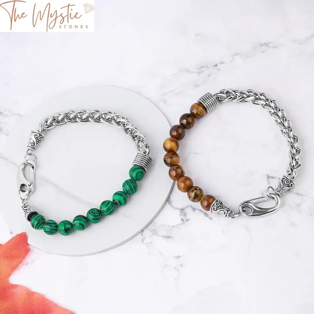 Luxury Stainless Steel Tiger Eye Bracelet