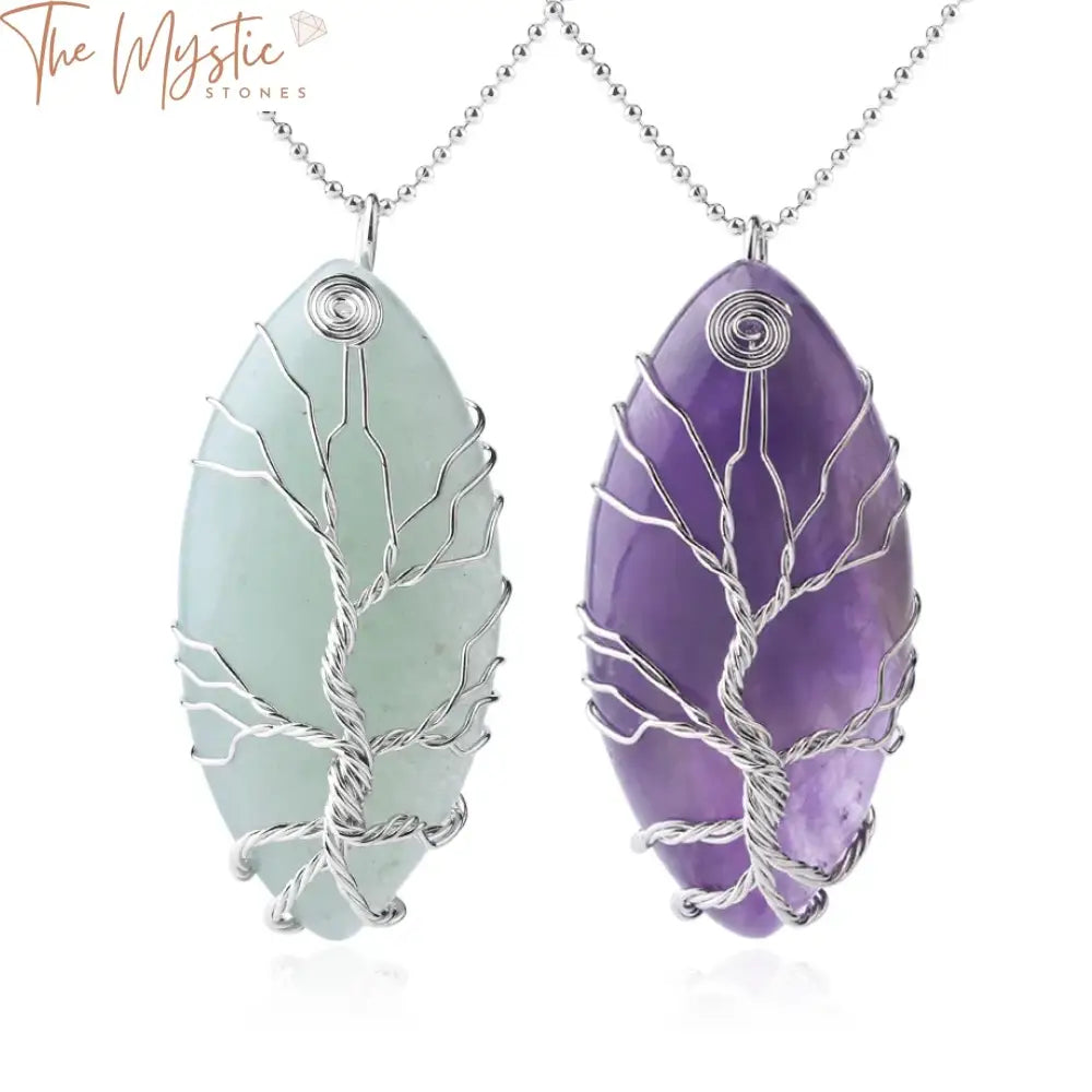 A visually striking necklace featuring a marquise-shaped pendant made from natural purple crystal lava quartz.