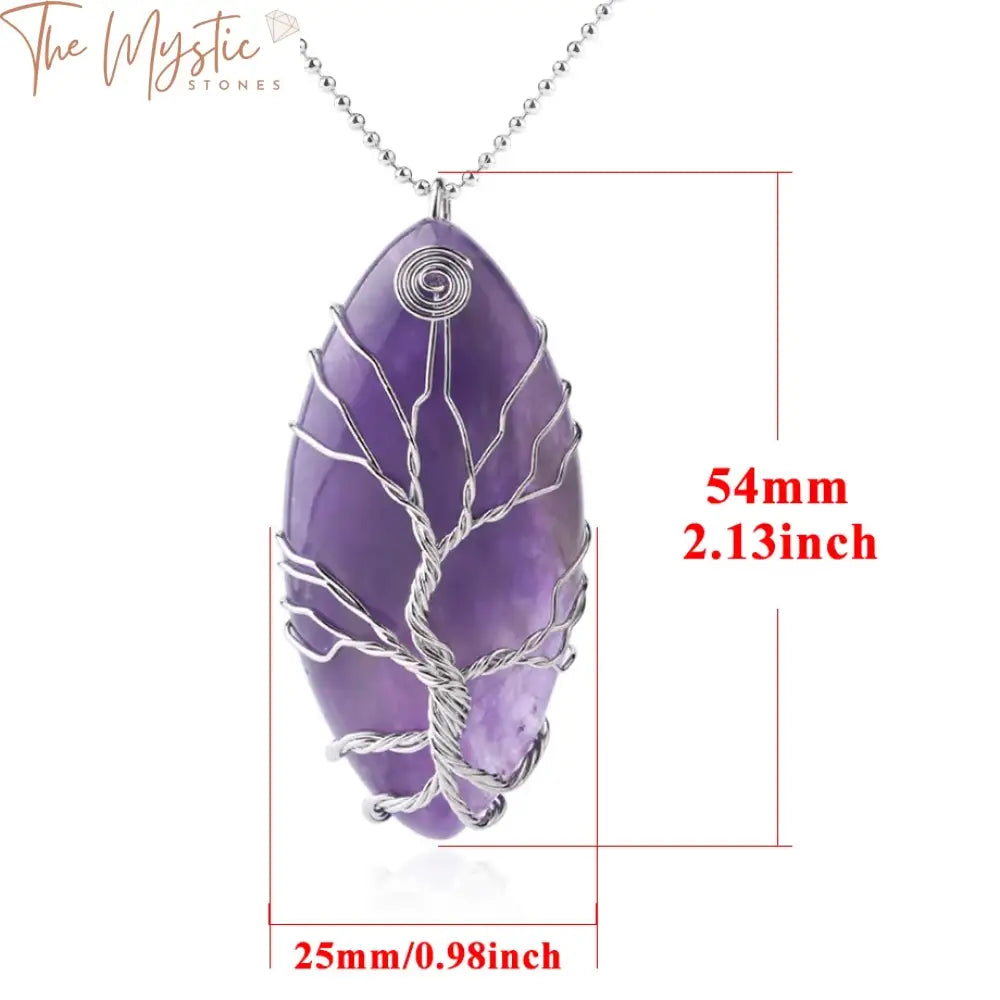 Marquise Purple Quartz Tree Pendant