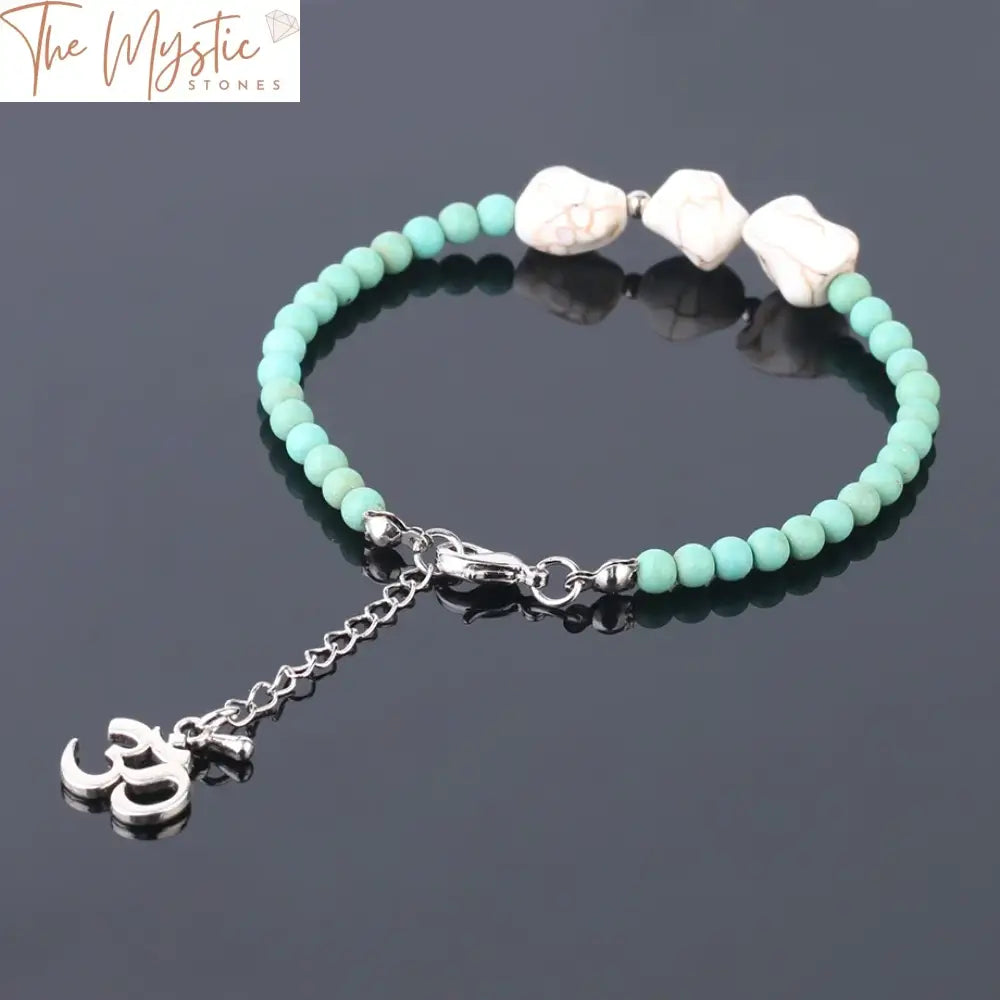 Matte Frosted Turquoise & Howlite Charm Bracelet