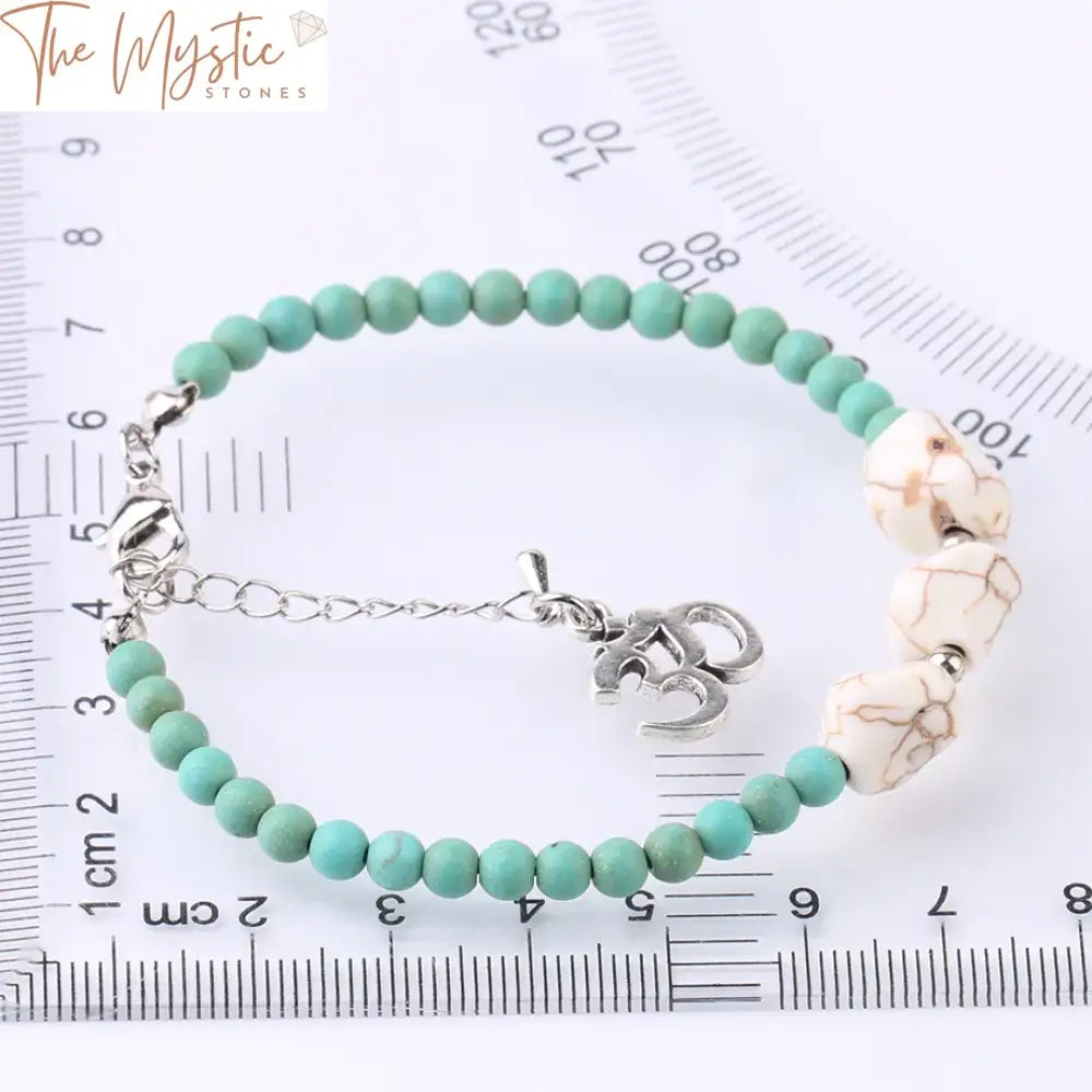 Matte Frosted Turquoise & Howlite Charm Bracelet