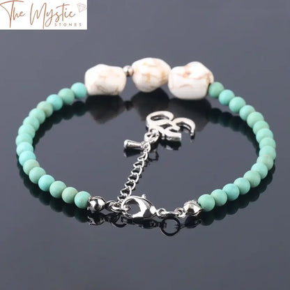 Matte Frosted Turquoise & Howlite Charm Bracelet