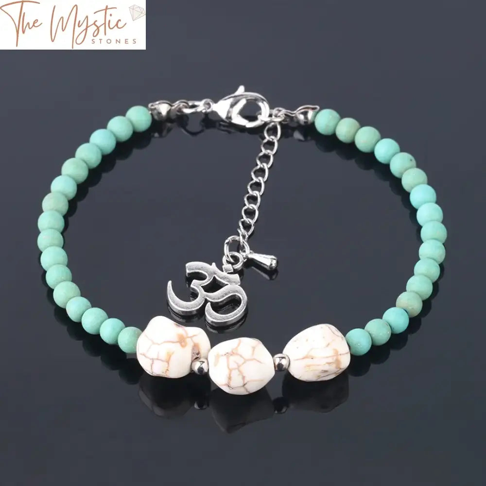 Matte Frosted Turquoise & Howlite Charm Bracelet