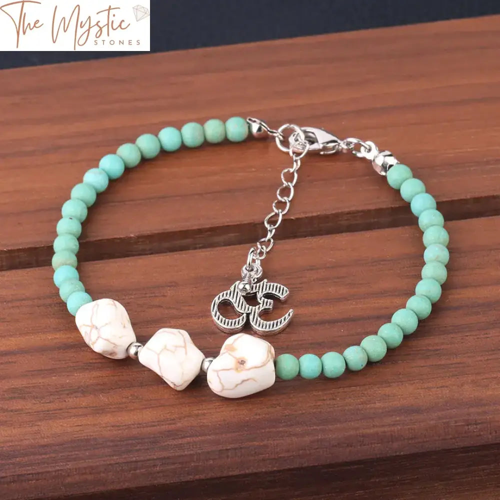 Matte Frosted Turquoise & Howlite Charm Bracelet