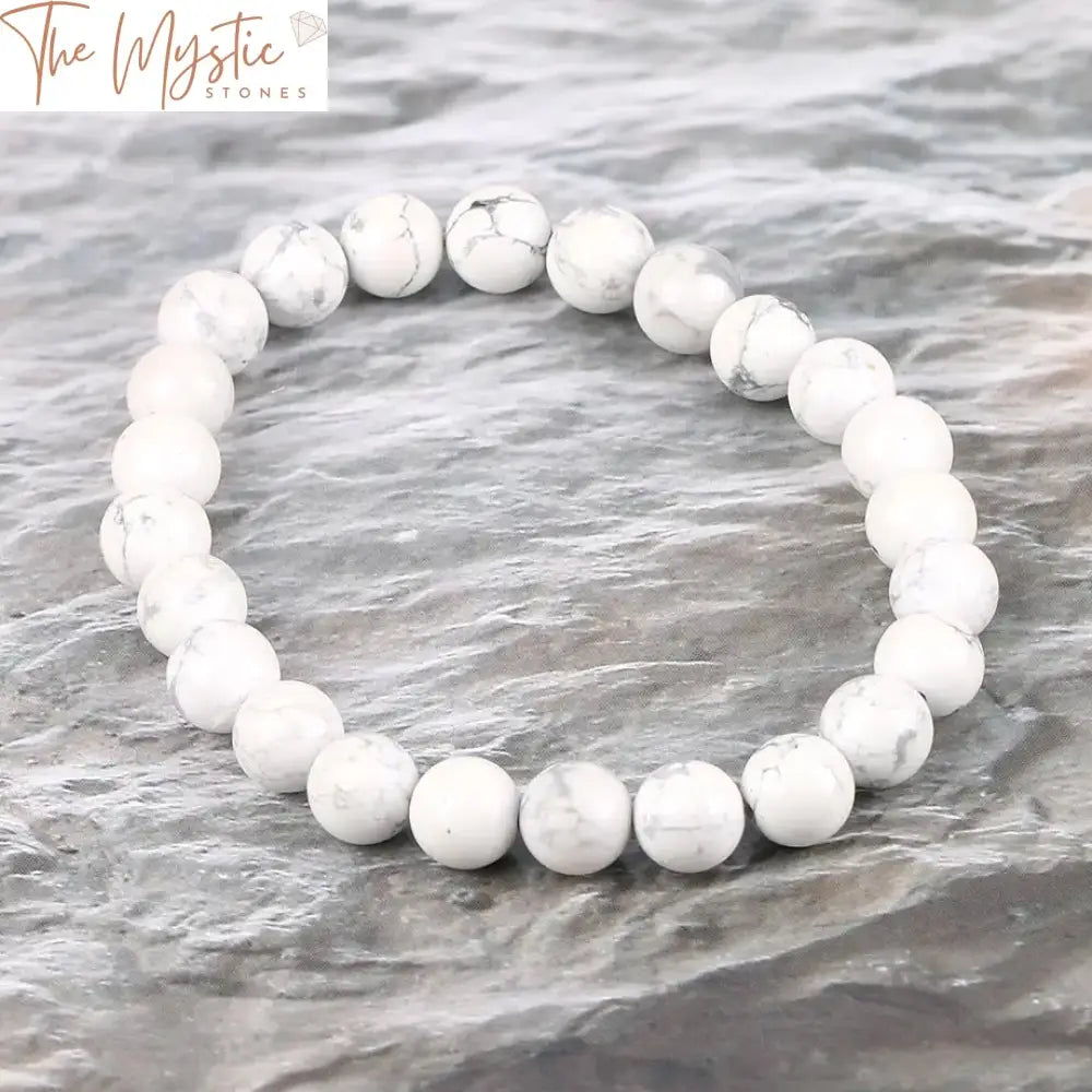 Matte White Howlite Mala Bracelet 8Mm