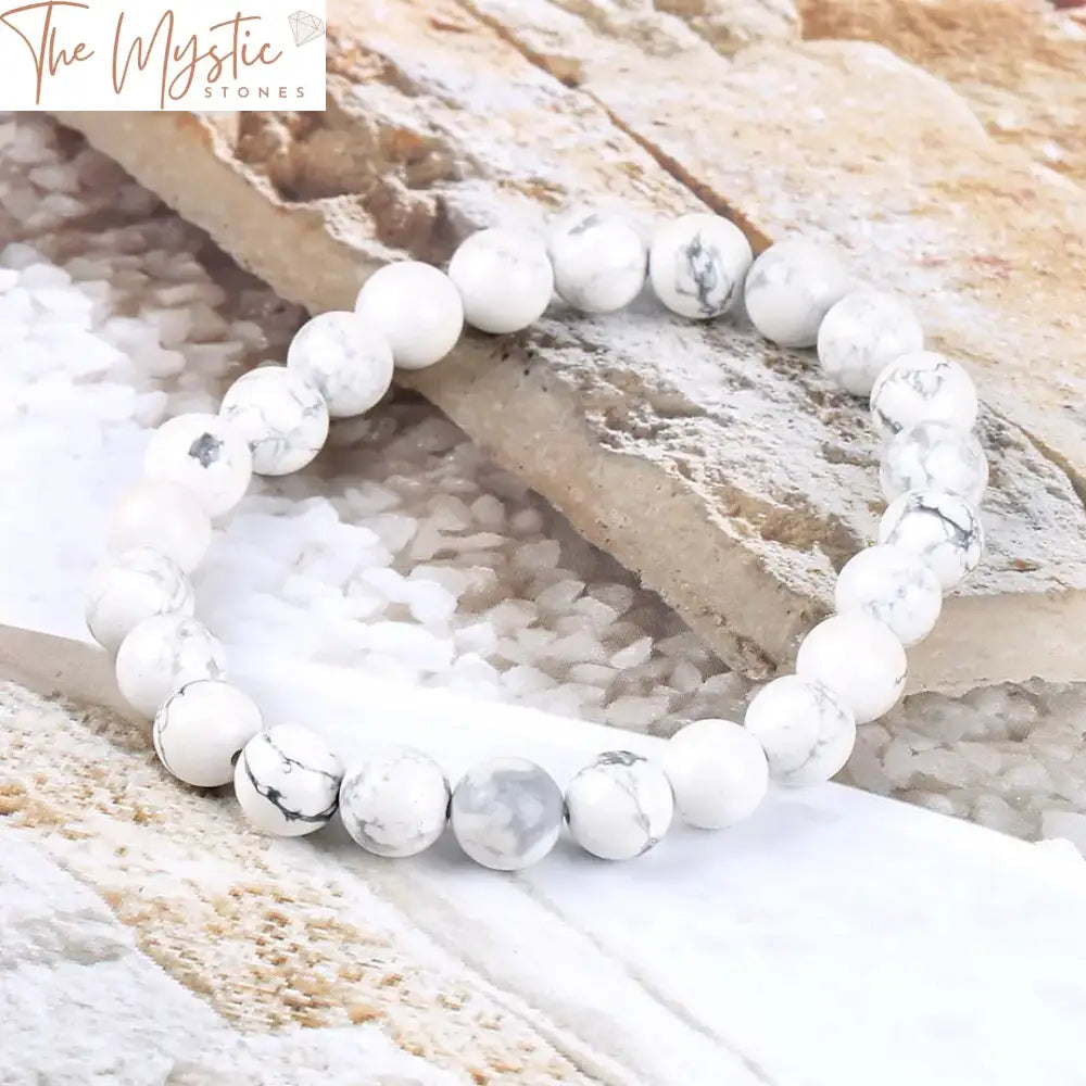 Matte White Howlite Mala Bracelet 8Mm