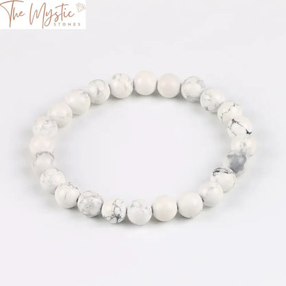 Matte White Howlite Mala Bracelet 8Mm