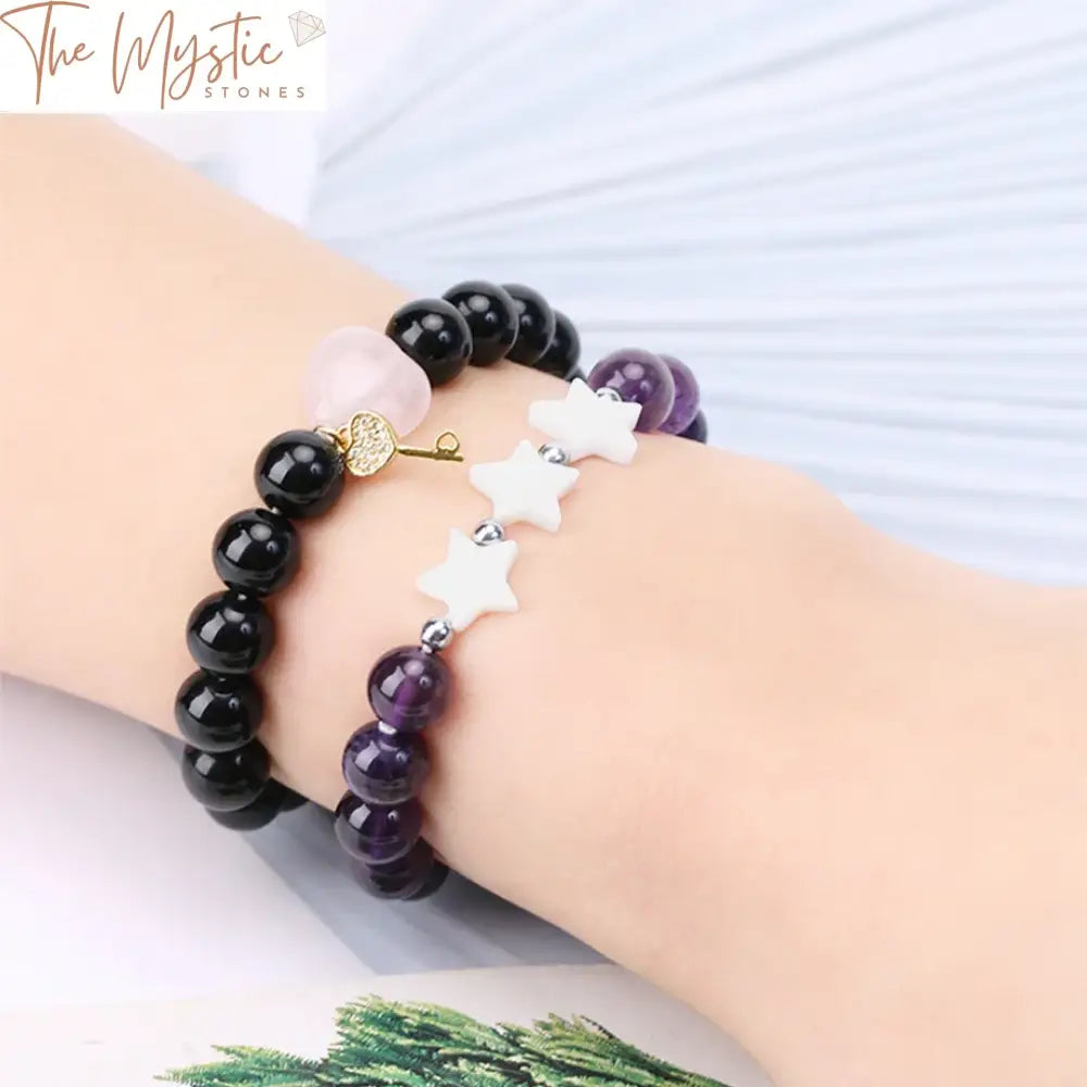 Meadiean 7 Chakra Healing Bracelet With Shell Star & Moon Charms