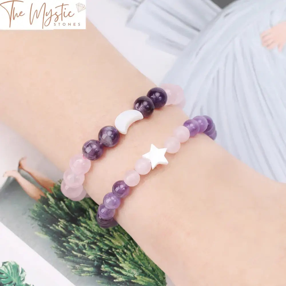 Meadiean 7 Chakra Healing Bracelet With Shell Star & Moon Charms