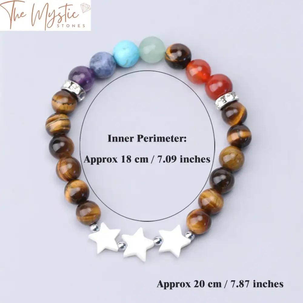 Meadiean 7 Chakra Healing Bracelet With Shell Star & Moon Charms