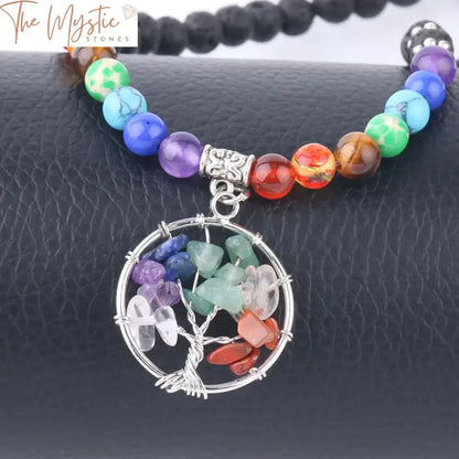 Men’s Lava Stone & Chakra Bead Multilayer Bracelet With Charms