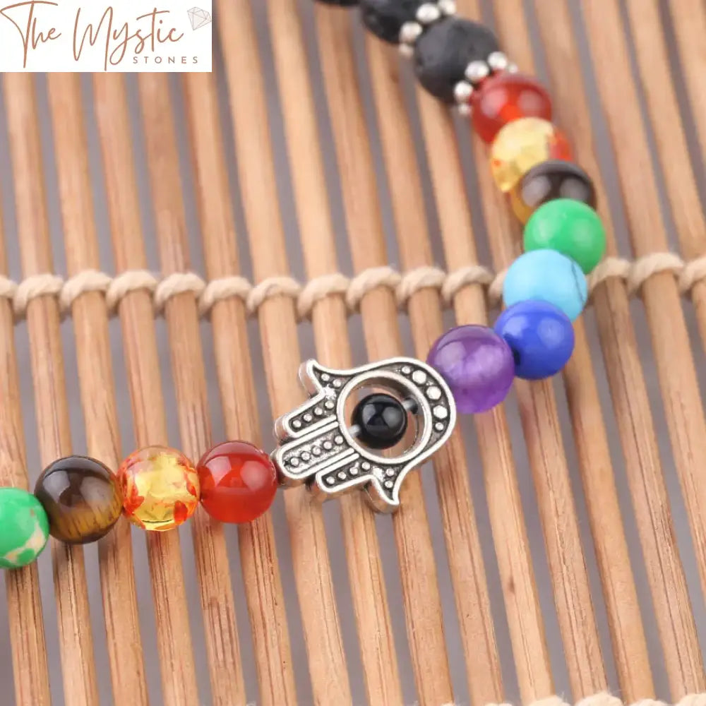 Men’s Lava Stone & Chakra Bead Multilayer Bracelet With Charms