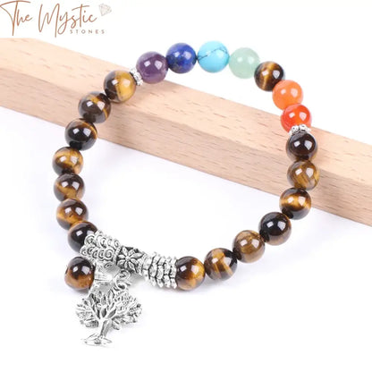 Men’s Tiger Eye Chakra Tree Of Life Bracelet